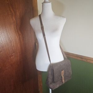 Brown Suede Crossbody Bag.